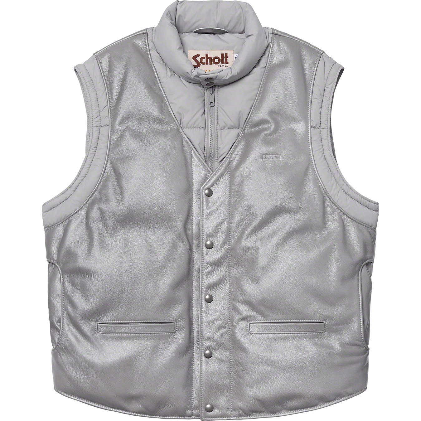 Supreme®/Schott® Down Leather Vest Puffy Jacket view 13